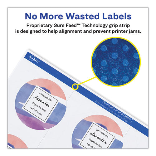 Round Print-to-the Edge Labels With Surefeed And Easypeel, 2" Dia, Matte White, 300/pack.