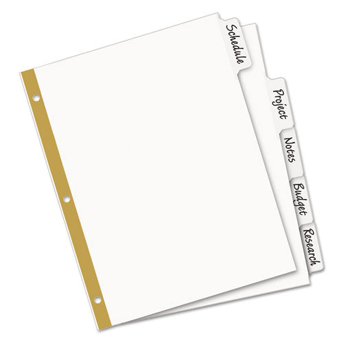 Write And Erase Big Tab Paper Dividers, 5-tab, 11 X 8.5, White, White Tabs, 1 Set.