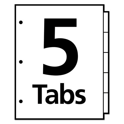 Write And Erase Big Tab Paper Dividers, 5-tab, 11 X 8.5, White, White Tabs, 1 Set.