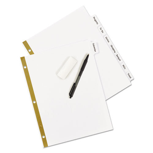 Write And Erase Big Tab Paper Dividers, 8-tab, 11 X 8.5, White, White Tabs, 1 Set.