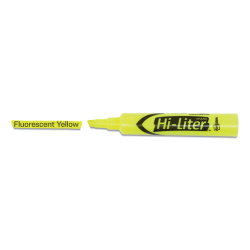 Hi-liter Desk-style Highlighters, Fluorescent Yellow Ink, Chisel Tip, Yellow/black Barrel, Dozen.