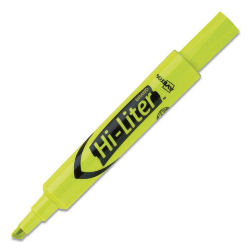 Hi-liter Desk-style Highlighters, Fluorescent Yellow Ink, Chisel Tip, Yellow/black Barrel, Dozen.