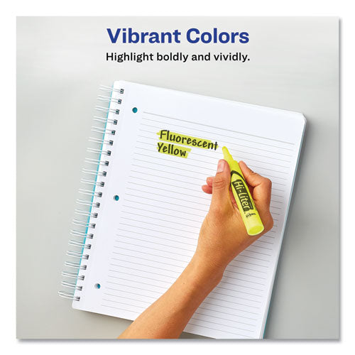 Hi-liter Desk-style Highlighters, Fluorescent Yellow Ink, Chisel Tip, Yellow/black Barrel, Dozen.