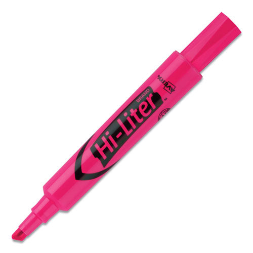 Hi-liter Desk-style Highlighters, Fluorescent Pink Ink, Chisel Tip, Pink/black Barrel, Dozen.