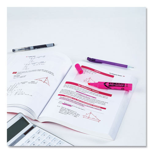 Hi-liter Desk-style Highlighters, Fluorescent Pink Ink, Chisel Tip, Pink/black Barrel, Dozen.