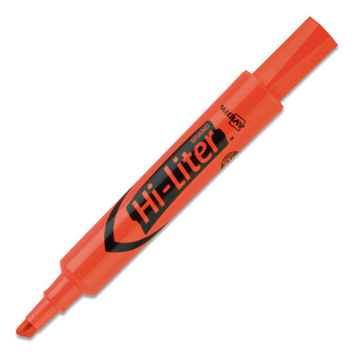 Hi-liter Desk-style Highlighters, Fluorescent Orange Ink, Chisel Tip, Orange/black Barrel, Dozen.