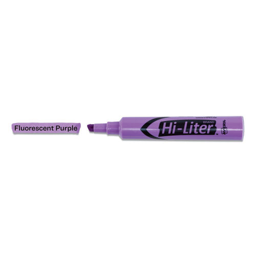 Hi-liter Desk-style Highlighters, Fluorescent Purple Ink,Chisel Tip, Purple/black Barrel, Dozen