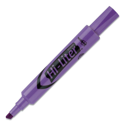 Hi-liter Desk-style Highlighters, Fluorescent Purple Ink,Chisel Tip, Purple/black Barrel, Dozen