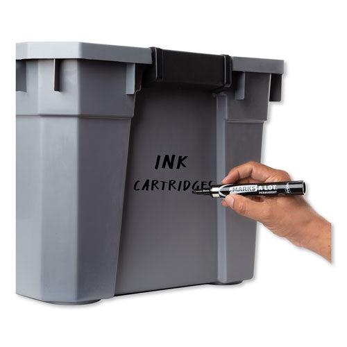 Marks A Lot Large Desk-style Permanent Marker With Metal Pocket Clip, Broad Bullet Tip, Black, Dozen (24878).