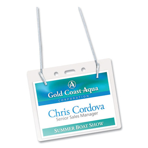 Secure Top Hanging-style Badge Holders, Horizontal, 4w X 3h, Clear, 100/box.