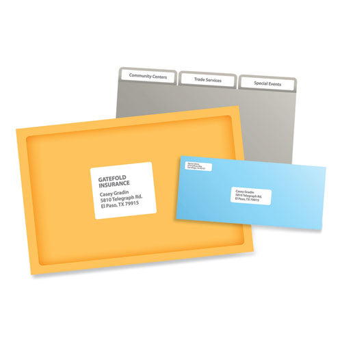 Labels, Laser Printers, 1 X 2.63, White, 30/sheet, 100 Sheets/box.