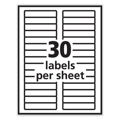 Labels, 0.66 X 3.44, White, 30/sheet, 50 Sheets/box.