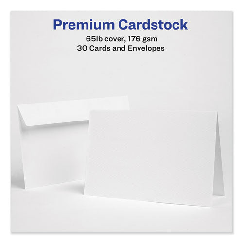 Half-fold Greeting Cards With Envelopes, Inkjet, 65 Lb, 5.5 X 8.5, Textured Uncoated White, 1 Card/sheet, 30 Sheets/box.