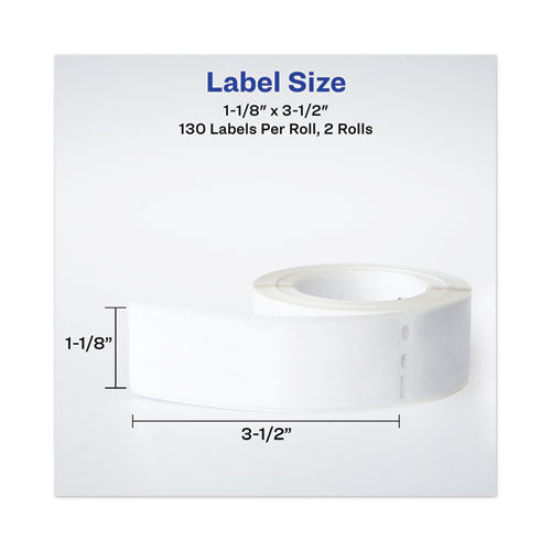 Multipurpose Thermal Labels, 1.13 X 3.5, White, 130/roll, 2 Rolls/pack.