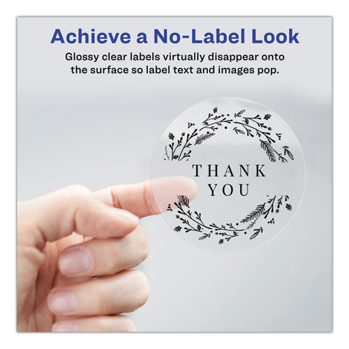 Printable Self-adhesive Permanent Id Labels W/sure Feed, 0.75" Dia, Clear, 400/pk.