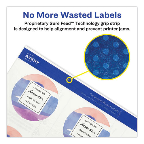 Printable Self-adhesive Permanent Id Labels W/sure Feed, 0.75" Dia, Clear, 400/pk.