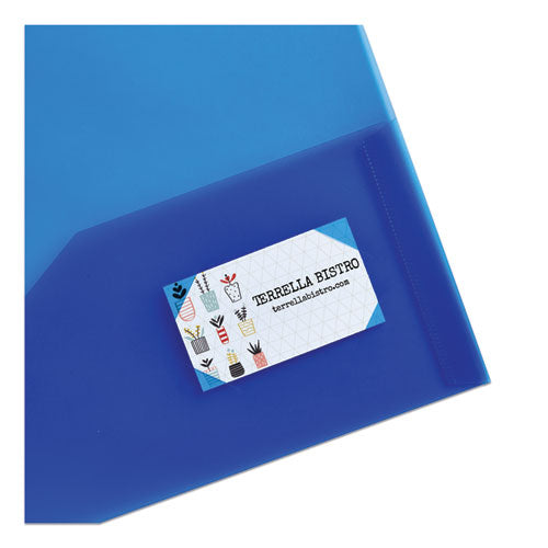 Plastic Two-pocket Folder, 20-sheet Capacity, 11 X 8.5, Translucent Blue.