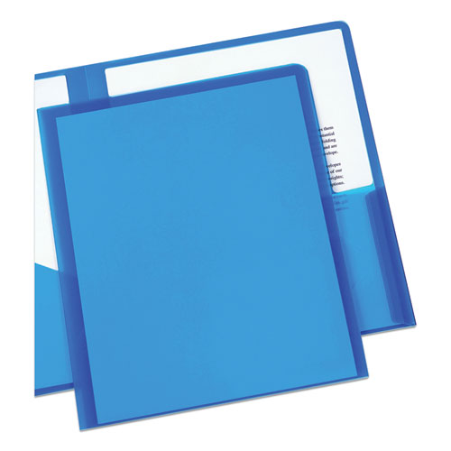 Plastic Two-pocket Folder, 20-sheet Capacity, 11 X 8.5, Translucent Blue.