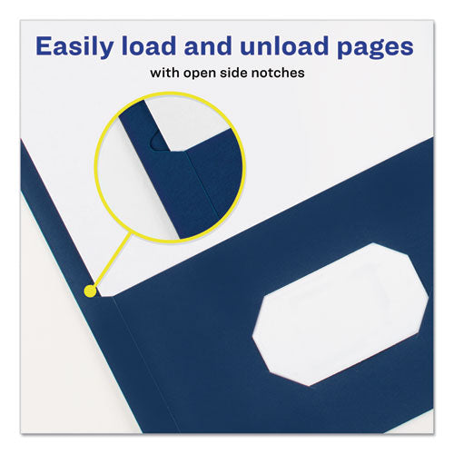 Two-pocket Folder, Prong Fastener, 0.5" Capacity, 11 X 8.5, Dark Blue, 25/box.