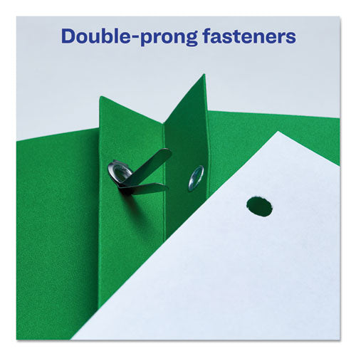 Two-pocket Folder, Prong Fastener, 0.5" Capacity, 11 X 8.5, Green, 25/box.