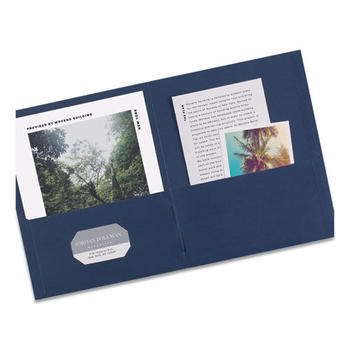 Two-pocket Folder, 40-sheet Capacity, 11 X 8.5, Dark Blue, 25/box.