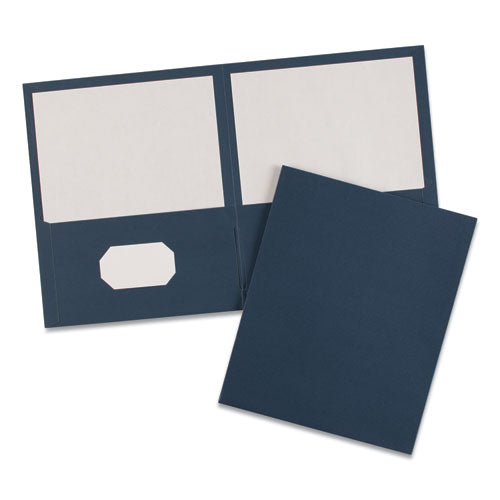 Two-pocket Folder, 40-sheet Capacity, 11 X 8.5, Dark Blue, 25/box.