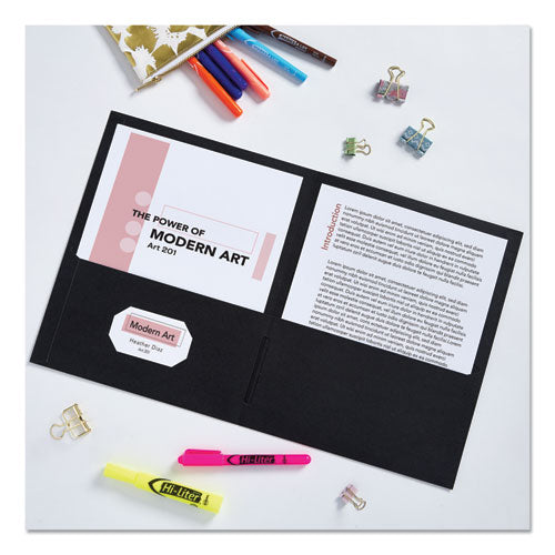 Two-pocket Folder, 40-sheet Capacity, 11 X 8.5, Black, 25/box.