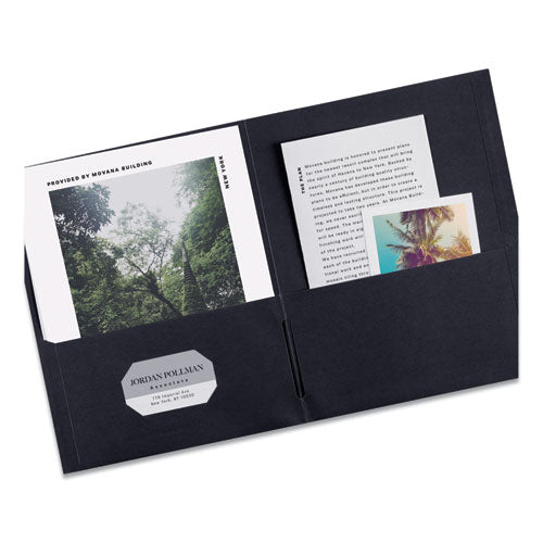 Two-pocket Folder, 40-sheet Capacity, 11 X 8.5, Black, 25/box.