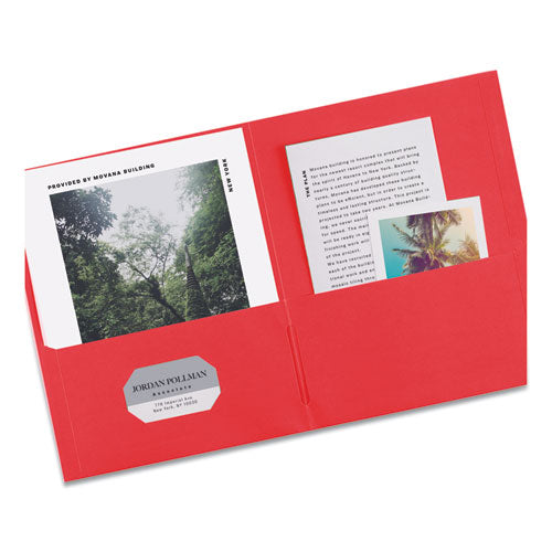 Two-pocket Folder, 40-sheet Capacity, 11 X 8.5, Red, 25/box.