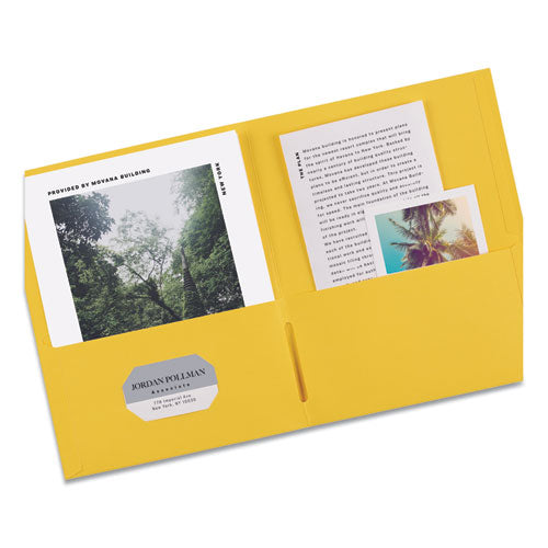 Two-pocket Folder, 40-sheet Capacity, 11 X 8.5, Yellow, 25/box.