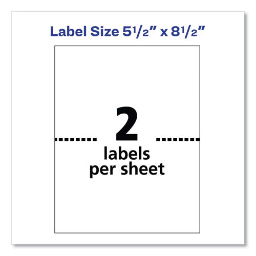 Shipping Labels W/ Trueblock Technology, Laser Printers, 5.5 X 8.5, White, 2/sheet,100 Sheets/box