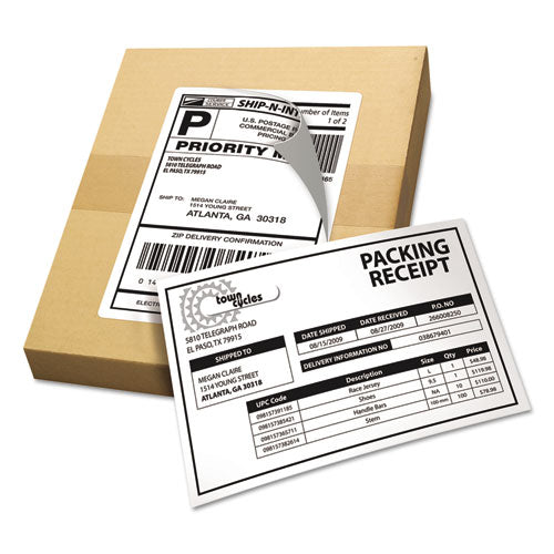 Shipping Labels With Paper Receipt And Trueblock Technology, Inkjet/laser Printers, 5.06 X 7.63, White, 50/pack.