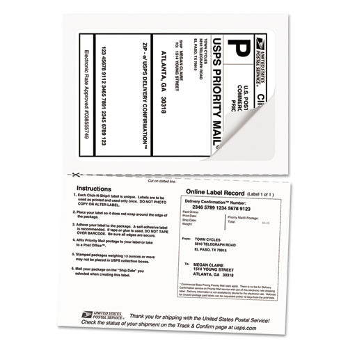 Shipping Labels With Paper Receipt And Trueblock Technology, Inkjet/laser Printers, 5.06 X 7.63, White, 50/pack.