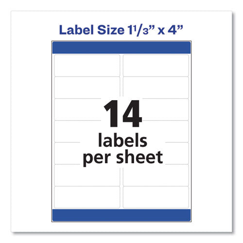 Easy Peel White Address Labels W/ Sure Feed Technology,Laser Printers, 1.33 X 4, White, 14/sheet, 100 Sheets/box