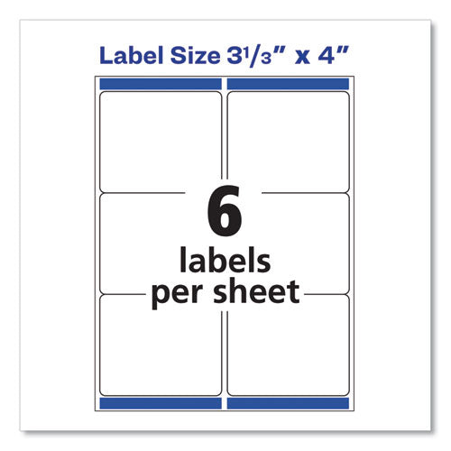 Shipping Labels W/ Trueblock Technology, Laser Printers, 3.33 X 4, White, 6/sheet, 100 Sheets/box.