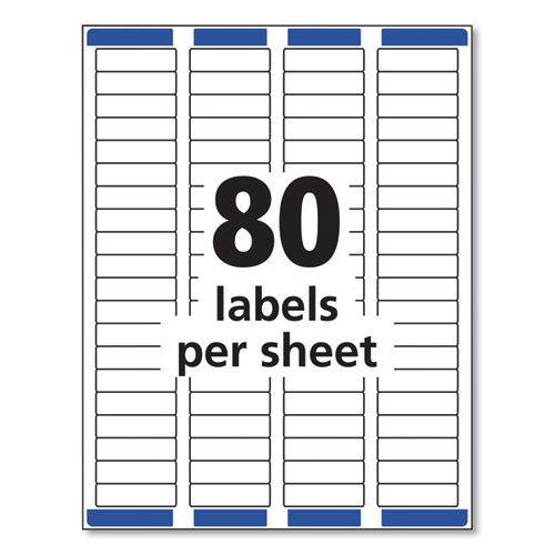 Easy Peel White Address Labels W/ Sure Feed Technology, Laser Printers, 0.5 X 1.75, White, 80/sheet, 100 Sheets/box.