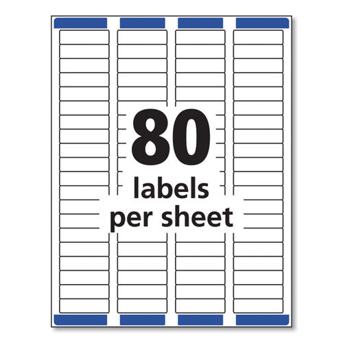 Easy Peel White Address Labels W/ Sure Feed Technology, Laser Printers,0.5 X 1.75, White, 80/sheet, 25 Sheets/pack