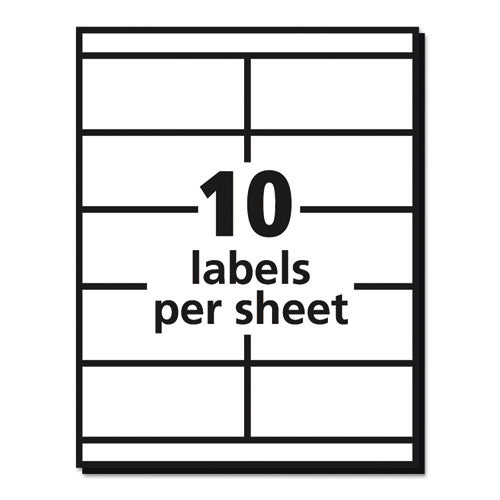 Copier Mailing Labels, Copiers, 2 X 4.25, White, 10/sheet, 100 Sheets/box.