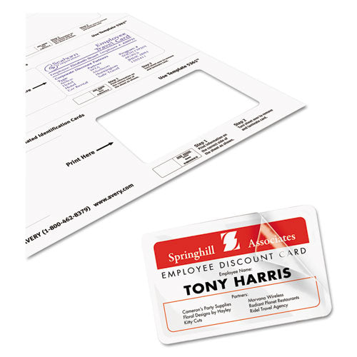 Laminated Laser/inkjet Id Cards, 2 1/4 X 3 1/2, White, 30/box.