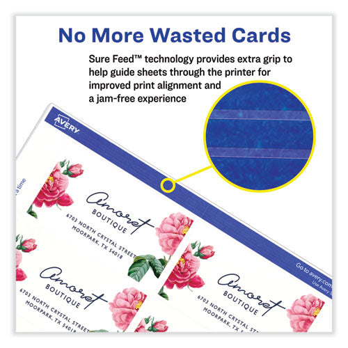 Printable Microperforated Business Cards W/sure Feed Technology, Laser, 2 X 3.5, Ivory, 250 Cards, 10/sheet, 25 Sheets/pack.