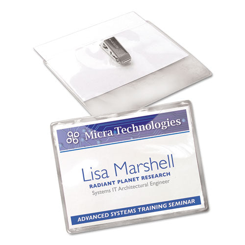 Clip-style Name Badge Holder With Laser/inkjet Insert, Top Load, 4 X 3, White, 40/box.