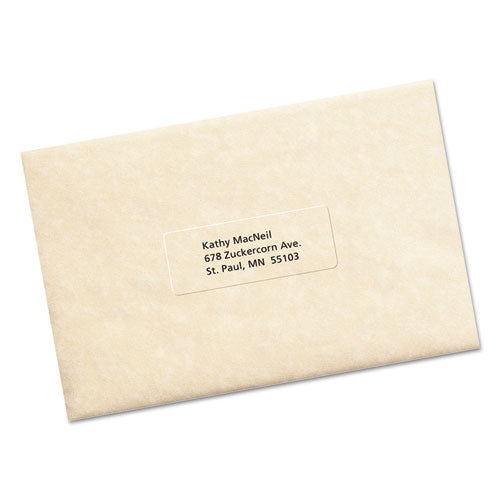 Matte Clear Easy Peel Mailing Labels W/ Sure Feed Technology, Laser Printers, 1 X 2.63, Clear, 30/sheet, 2.5 Sheets/box