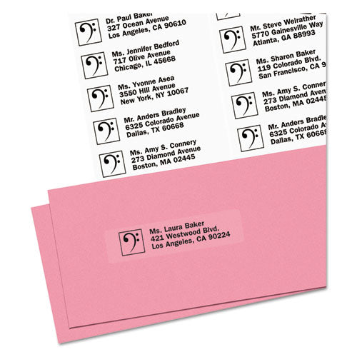 Matte Clear Easy Peel Mailing Labels W/ Sure Feed Technology, Laser Printers, 1 X 4, Clear, 20/sheet, 50 Sheets/box.