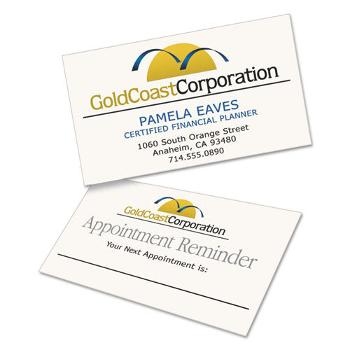 Clean Edge Business Cards, Laser, 2 X 3.5, Ivory, 200 Cards, 10 Cards/sheet, 20 Sheets/pack.