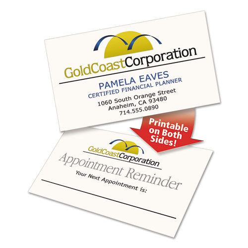 Clean Edge Business Cards, Laser, 2 X 3.5, Ivory, 200 Cards, 10 Cards/sheet, 20 Sheets/pack.