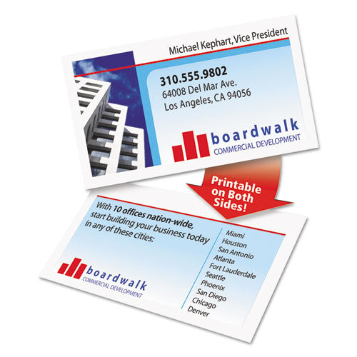 Clean Edge Business Cards, Laser, 2 X 3.5, White, 400 Cards, 10 Cards/sheet, 40 Sheets/box.