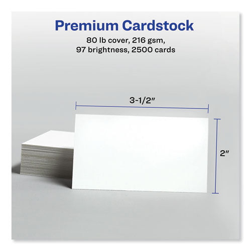 Printable Microperforated Business Cards W/sure Feed Technology, Laser,2 X 3.5, White, 2,500 Cards, 10/sheet, 250 Sheets/box