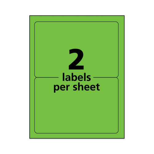 High-visibility Permanent Laser Id Labels, 5.5 X 8.5, Neon Green, 200/box.