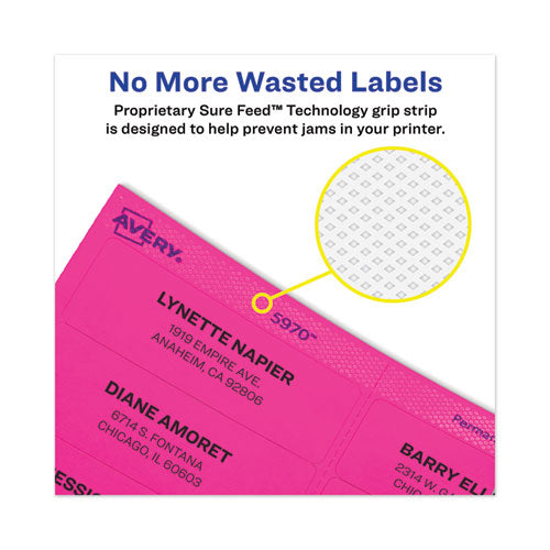 High-visibility Permanent Laser Id Labels, 1 X 2.63, Neon Magenta, 750/pack.