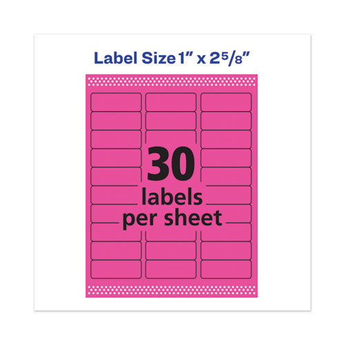 High-visibility Permanent Laser Id Labels, 1 X 2.63, Neon Magenta, 750/pack.